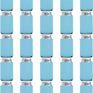 25 Pack Placid Blue Blank Can Cooler Sleeves, Customizable Bulk Sublimation Can Coolers, Extra-Thick Collapsible Drink Insulator Sleeve, Beer Can Coolers for Party Beverages, PartyPrints