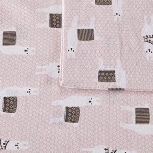 Intelligent Design Cozy Soft 100% Cotton Flannel Print Animals Stars Cute Warm, Ultra Soft Cold Weather Sheet Set Bedding, Twin, Pink Llamas 3 Piece