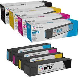 ld products remanufactured ink cartridge replacements for hp 981x high yield (l0r12a black, l0r09a cyan, l0r10a magenta, l0r11a yellow, 4-pack) for 556dn, 556xh, flow mfp 586z, mfp 586dn, mfp 586f