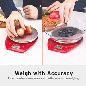 Etekcity Food Kitchen Scale, Digital Weight Grams and Oz for Cooking, Baking, Meal Prep, and Diet, 11lb/5kg, Red