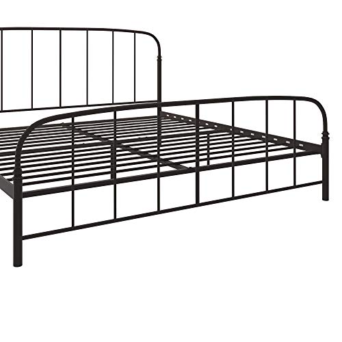 DHP Lafayette Metal Platform Bed with Rustic Style Curved Headboard and Footboard, Adustable Base Height for Underbed Storage, No Box Spring Needed, King, Bronze