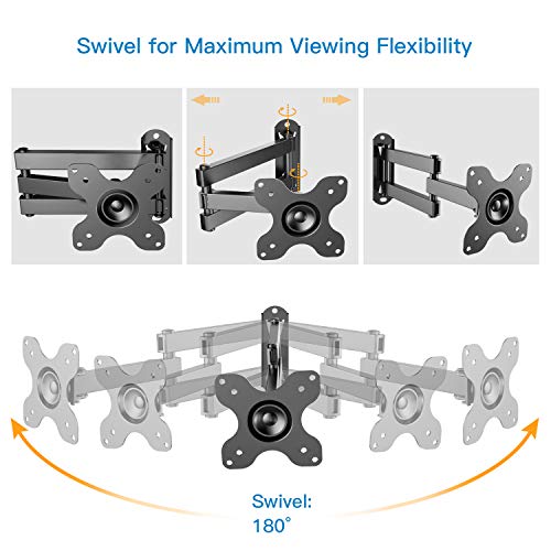 PERLESMITH Full Motion TV Wall Mount Bracket for Most 10-30 inch TVs and Monitors, Flat and Curved TVs up to 33lbs, Wall Mount TV Bracket, Tilt Swivel and 14-inch Extension, Max VESA 100x100mm, PSXSF2