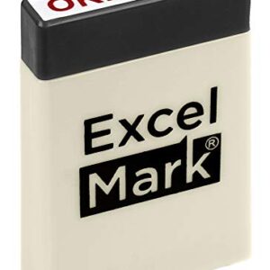ExcelMark Mini Office Message Rubber Stamp Set - Red Ink - Storage Tray Included