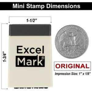 ExcelMark Mini Office Message Rubber Stamp Set - Red Ink - Storage Tray Included