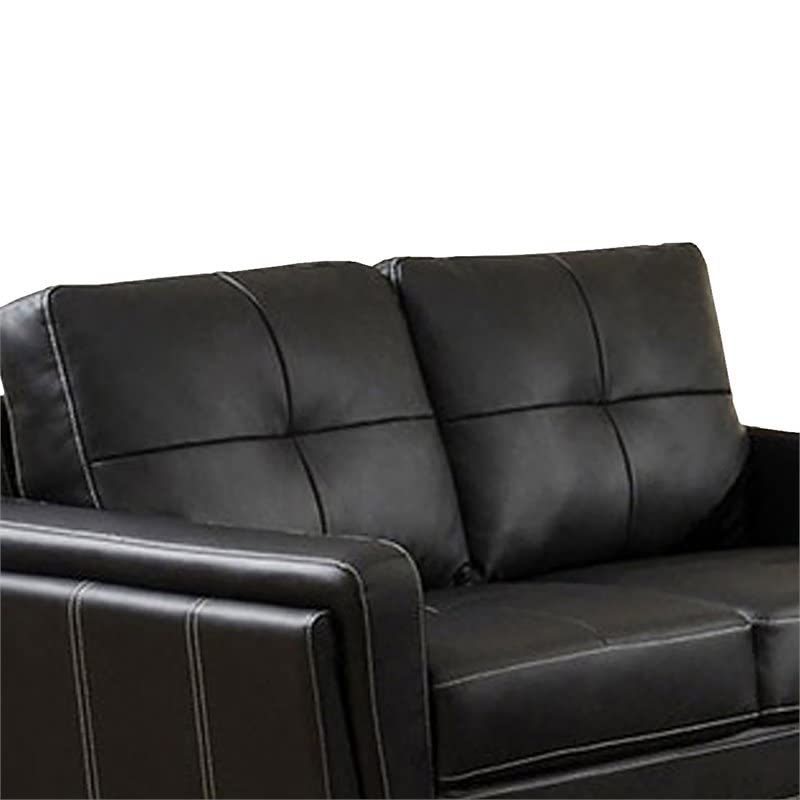 Benjara Benzara Blacksburg Contemporary Style Love Seat, Black