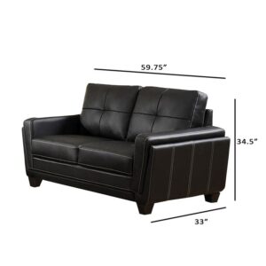 Benjara Benzara Blacksburg Contemporary Style Love Seat, Black