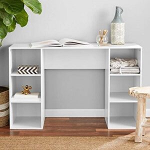 mainstays student desk - home office bedroom furniture indoor desk - easy glide accessory drawer (desk only, rodeo oak) (6 cube computer desk, white)