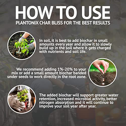 Char Bliss - Premium Biochar Organic Fertilizer Supplement - All Natural Soil Enhancer for Stimulating Plant Growth! Great for Potting and Gardening! (8 Quarts)