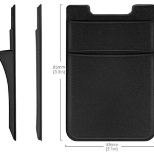 OBVIS 2 Pack Stick On Wallet Sleeve Cell Phone Pocket Card Holder Pocket Pouch for iPhone Android Smartphone (2 Pack Black)