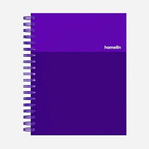 hamelin, spiral notebook, 8x10in, college ruled, hardcover, 75shts/150 pages, 1 subject notebook, ultra violet