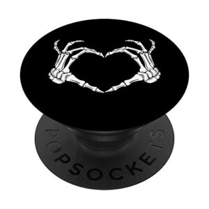 skeleton heart bones love halloween creepy scary black white popsockets popgrip: swappable grip for phones & tablets