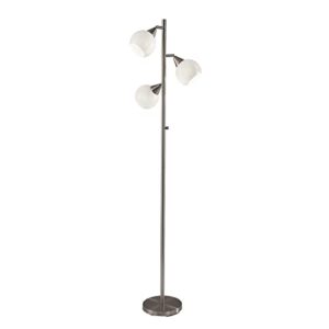 adesso home 1533-22 transitional three light table lamp in pwt, nckl, b/s, slvr. finish, 16.00 inches, brushed steel