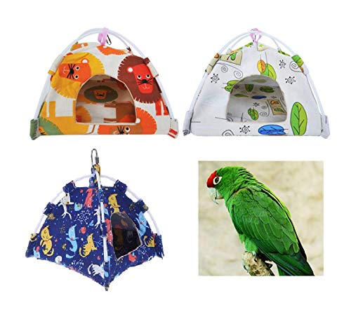 Bird Hammock Tent Nest Parrot Hanging Hut Conure House Parakeet Sleeping Bed Cute Toy Gift Small Animal Squirrel Ferret Habibat (White, Large)