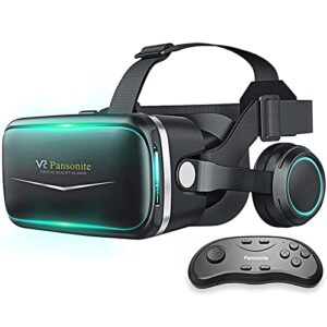 pansonite vr headset with remote controller[new version], 3d glasses virtual reality headset for vr games & 3d movies, eye care system for iphone and android smartphones