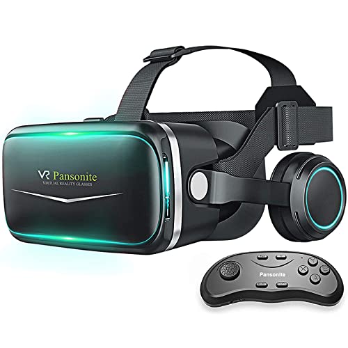 Pansonite Vr Headset with Remote Controller[New Version], 3D Glasses Virtual Reality Headset for VR Games & 3D Movies, Eye Care System for iPhone and Android Smartphones