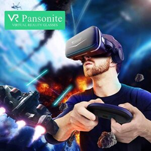 Pansonite Vr Headset with Remote Controller[New Version], 3D Glasses Virtual Reality Headset for VR Games & 3D Movies, Eye Care System for iPhone and Android Smartphones