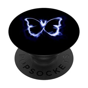 blue butterfly with wings on black background popsockets swappable popgrip