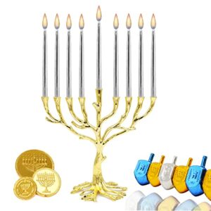 Dripless Metallic Hanukkah Candles Frosted Premium Tapered Hand Decorated Chanuka Candles