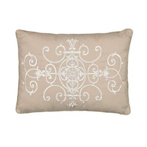 vue bensonhurst modern embroidered rectangular decorative euro sham pillow case, 20" x 36", ivory