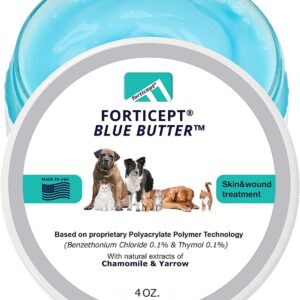 Forticept Blue Butter – Hot Spot Treatment for Dogs & Cats | Dog Wound Care | Skin Yeast Infections, Ringworm, Cuts, Rashes, First Aid Veterinary Strength Topical Ointment 4oz