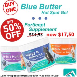 Forticept Blue Butter – Hot Spot Treatment for Dogs & Cats | Dog Wound Care | Skin Yeast Infections, Ringworm, Cuts, Rashes, First Aid Veterinary Strength Topical Ointment 4oz