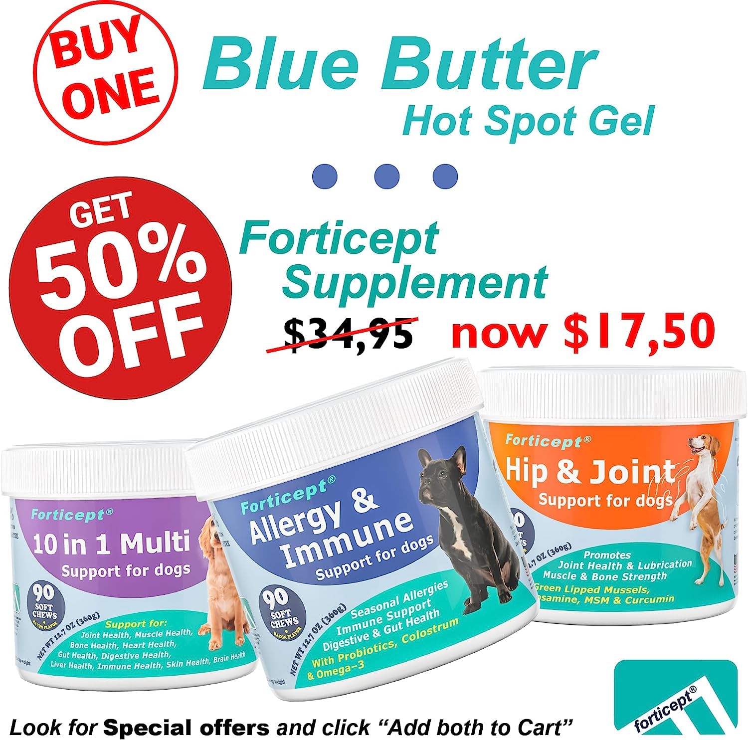 Forticept Blue Butter – Hot Spot Treatment for Dogs & Cats | Dog Wound Care | Skin Yeast Infections, Ringworm, Cuts, Rashes, First Aid Veterinary Strength Topical Ointment 4oz