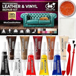 coconix vinyl and leather repair kit - restorer of your furniture, jacket, sofa, boat or car seat, super easy instructions to match any color, restore any material, bonded, italian, pleather, genuine