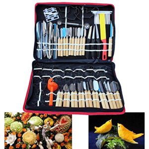 shzicmy 80pcs kitchen carving tools kit, vegetable fruit food peeling carving tools dining cutlery kitchen garnishing/cutting/chisel garnish tools kit with hand box (usa stock)