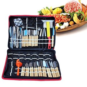 SHZICMY 80pcs Kitchen Carving Tools Kit, Vegetable Fruit Food Peeling Carving Tools Dining Cutlery Kitchen Garnishing/Cutting/Chisel Garnish Tools Kit with Hand Box (USA Stock)