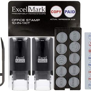 ExcelMark A-17 DIY Self-Inking Rubber Office Stamp Kit - Red and Blue Ink