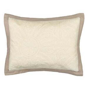 Vue Bensonhurst Modern Embroidered Rectangular Decorative Euro Sham Pillow Case, 20" x 26", Ivory