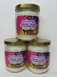smoke odor exterminator 13 oz jar candles patchouli amber, (3)
