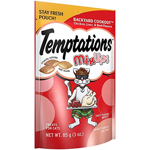 Temptations Cat Treats Mix-Ups Snack Treats Variety Bundle 4 Pack (Catnip,Turkey,Backyard Cookout & Surfer Treat Flavors)