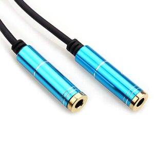 NANYI 3.5mm Audio Stereo Y Splitter Extension Cable 3.5mm Male to 2 Port 3.5mm Female for Earphone, Headset Splitter Adapter, Compatible for iPhone, Samsung, LG, Tablets, MP3 Players, (Bule-1FT)