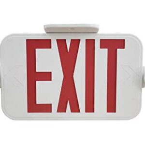 LIT-PaTH LED Combo Emergency EXIT Sign with 2 Adjustable Head Lights and Back Up Batteries- US Standard Red Letter Emergency Exit Lighting, UL 924 and CEC Qualified, 120-277 Voltage, 1-Pack