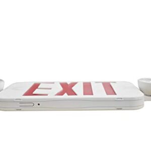 LIT-PaTH LED Combo Emergency EXIT Sign with 2 Adjustable Head Lights and Back Up Batteries- US Standard Red Letter Emergency Exit Lighting, UL 924 and CEC Qualified, 120-277 Voltage, 1-Pack