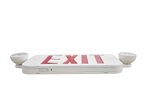 LIT-PaTH LED Combo Emergency EXIT Sign with 2 Adjustable Head Lights and Back Up Batteries- US Standard Red Letter Emergency Exit Lighting, UL 924 and CEC Qualified, 120-277 Voltage, 1-Pack