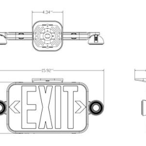 LIT-PaTH LED Combo Emergency EXIT Sign with 2 Adjustable Head Lights and Back Up Batteries- US Standard Red Letter Emergency Exit Lighting, UL 924 and CEC Qualified, 120-277 Voltage, 1-Pack