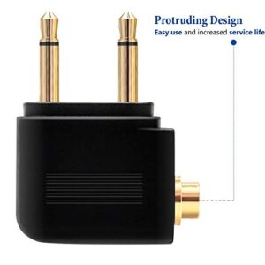 Onwon 3 Pack Airline Airplane Flight Adapters Golden Plated 3.5mm Jack Adapter Converter Dual 3.5mm Male to Female AUX Audio for Headphones