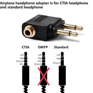 Onwon 3 Pack Airline Airplane Flight Adapters Golden Plated 3.5mm Jack Adapter Converter Dual 3.5mm Male to Female AUX Audio for Headphones