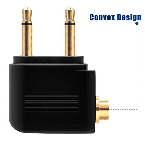 Onwon 3 Pack Airline Airplane Flight Adapters Golden Plated 3.5mm Jack Adapter Converter Dual 3.5mm Male to Female AUX Audio for Headphones