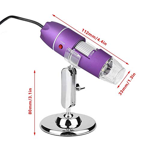 USB Digital Microscope 24Bit DSP Handheld Skin Hair Scalp Detector 50-500× Magnification Beauty Microscope for Measurement, Photo and Video Capture