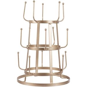 MyGift Rose Gold-Tone Iron Metal Coffee Mug Holder Stand with 15 Hooks, Coffee Mug Tree Rack, Drinking Cup Glass or Bottle Drying Rack Countertop Stand