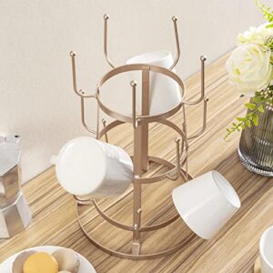 MyGift Rose Gold-Tone Iron Metal Coffee Mug Holder Stand with 15 Hooks, Coffee Mug Tree Rack, Drinking Cup Glass or Bottle Drying Rack Countertop Stand