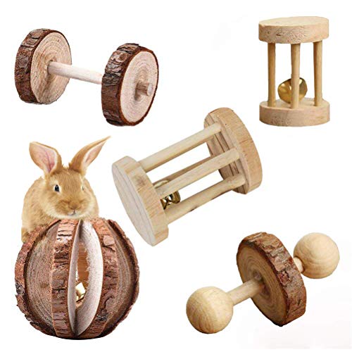 5 Pcs Hamster Chew Toys,Vankcp Natural Wooden Chew Toys Pets Teeth Care Molar Ball for Small Animals Cat Rabbits Rat Guinea Pig (5P)