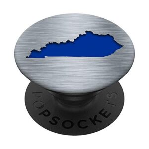 kentucky state map, brushed metal look, cutout, blue popsockets popgrip: swappable grip for phones & tablets