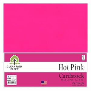 hot pink cardstock - 12 x 12 inch - 65lb cover - 25 sheets - clear path paper