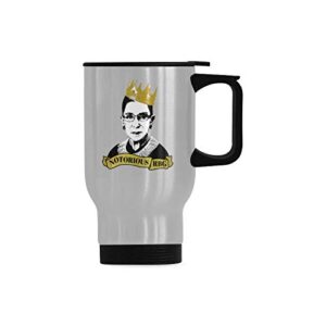funny travel mug notorious rbg stainless steel coffee cup, funny gifts for christmas birthday mug, 14 ounce travel tea cup