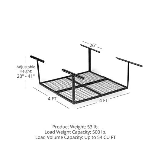 Titan Attachments Overhead Storage Rack 4' x 4' Adjustable Height 20" - 41"