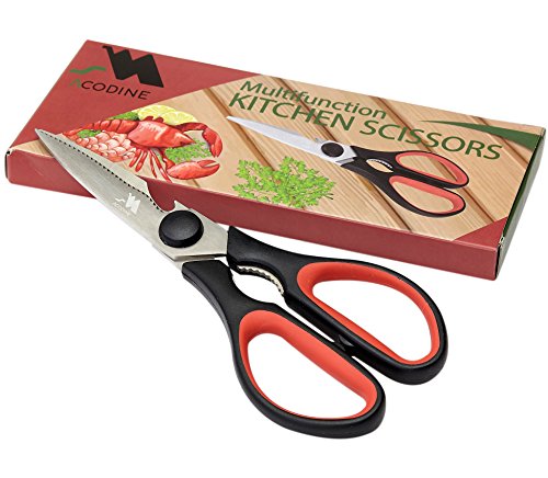 Heavy Duty Kitchen Shears -Take Apart Stainless Steel Blades, Comfort Rubber Grip Handles with Bottle Opener and Nutcracker - Multipurpose Scissors for Chicken, Meat Fish and Herbs - Acodine